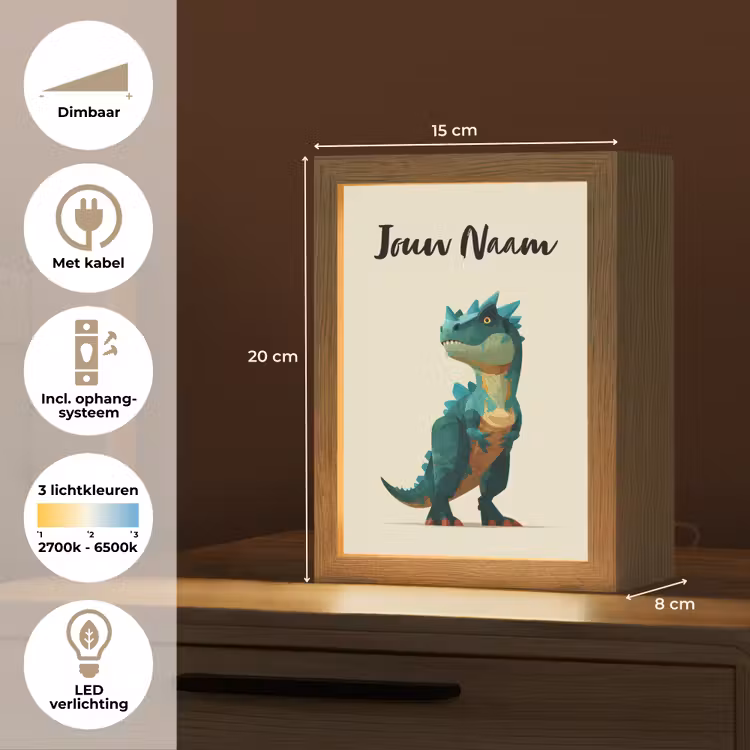 Stekels - Dino - Blauw - Gespierd Light Box met kabel (Kinderlampje) klein -USP_NL