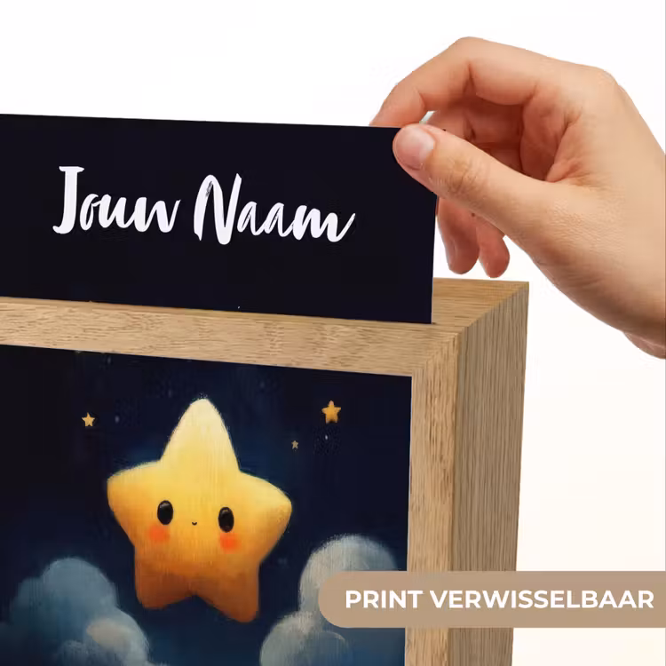 Ster - Gezichtje - Nacht - Wolken Light Box met kabel (Kinderlampje) klein -USP_websiteprintNL