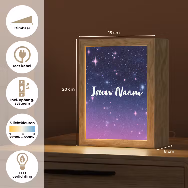 Sterren - Galaxy - Blauw - Roze Light Box met kabel (Kinderlampje) klein -USP_NL