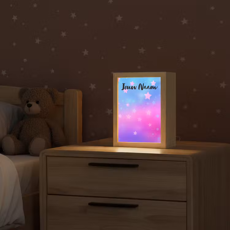 Sterren - Roze - Blauw Light Box met kabel (Kinderlampje) klein -sfeer1_kind