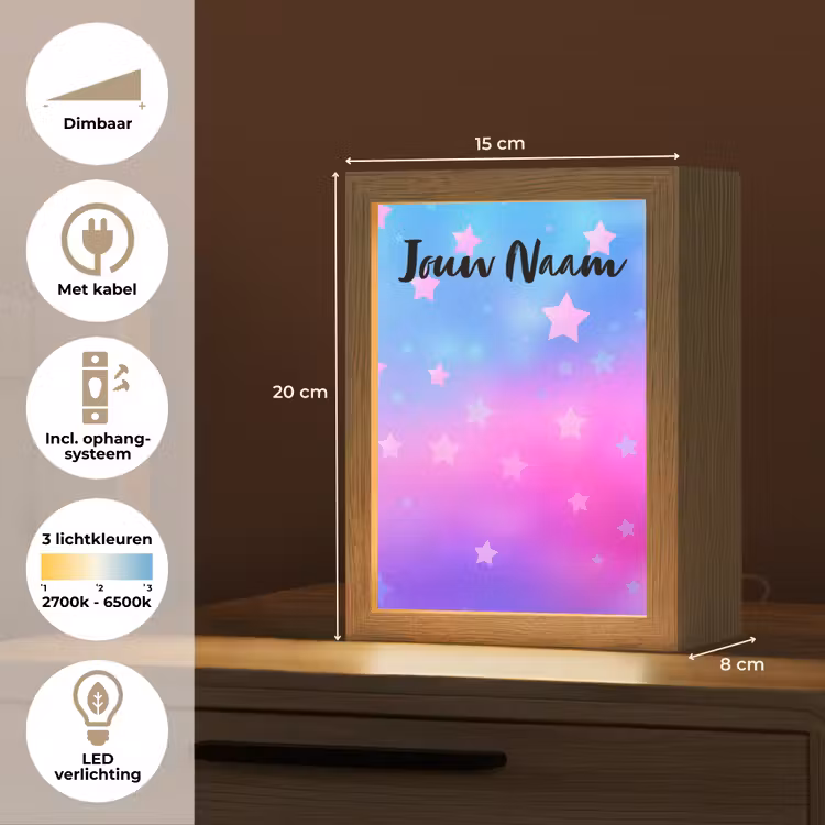 Sterren - Roze - Blauw Light Box met kabel (Kinderlampje) klein -USP_NL