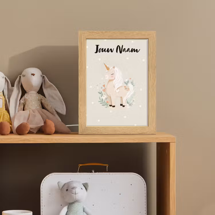 Stippen - Eenhoorn - Minimalistisch - Bloemen Light Box met kabel (Kinderlampje) klein -sfeer2_kind