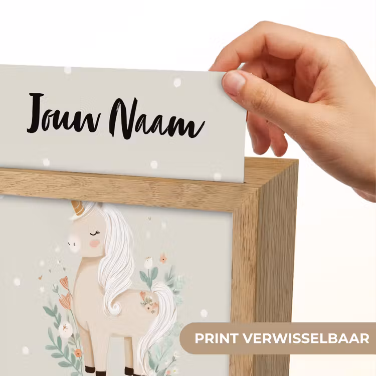 Stippen - Eenhoorn - Minimalistisch - Bloemen Light Box met kabel (Kinderlampje) klein -USP_websiteprintNL
