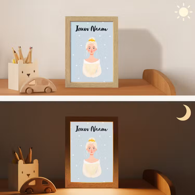 Stippen - Prinses - Kroon - Blond Light Box met kabel (Kinderlampje) klein -sfeer3_kind