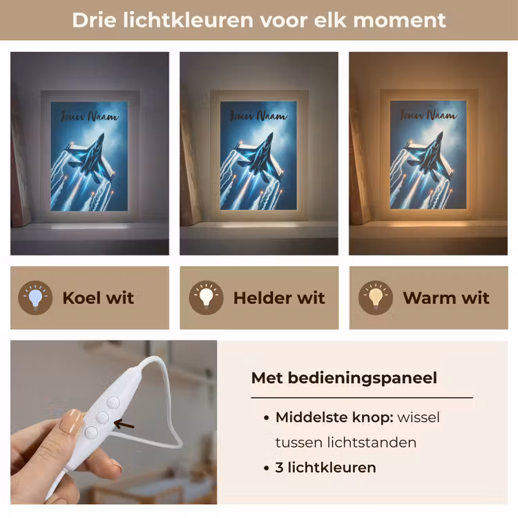 Straaljager - Blauw - Jongens Light Box met kabel (Kinderlampje) klein -USP_lichtkleurNL