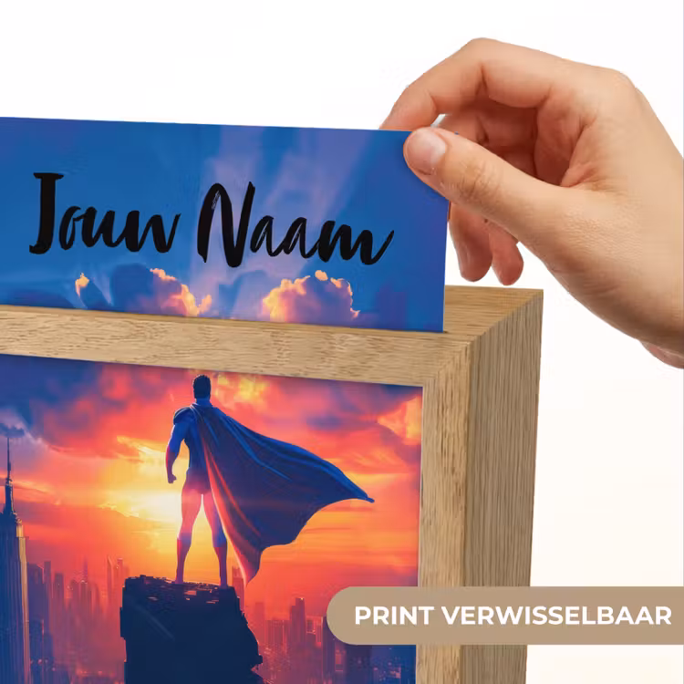 Superheld - Stad - Jongens - Kleurrijk - Zon Light Box met kabel (Kinderlampje) klein -USP_websiteprintNL