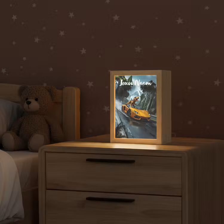 T-Rex - Auto - Regenwoud Light Box met kabel (Kinderlampje) klein -sfeer1_kind