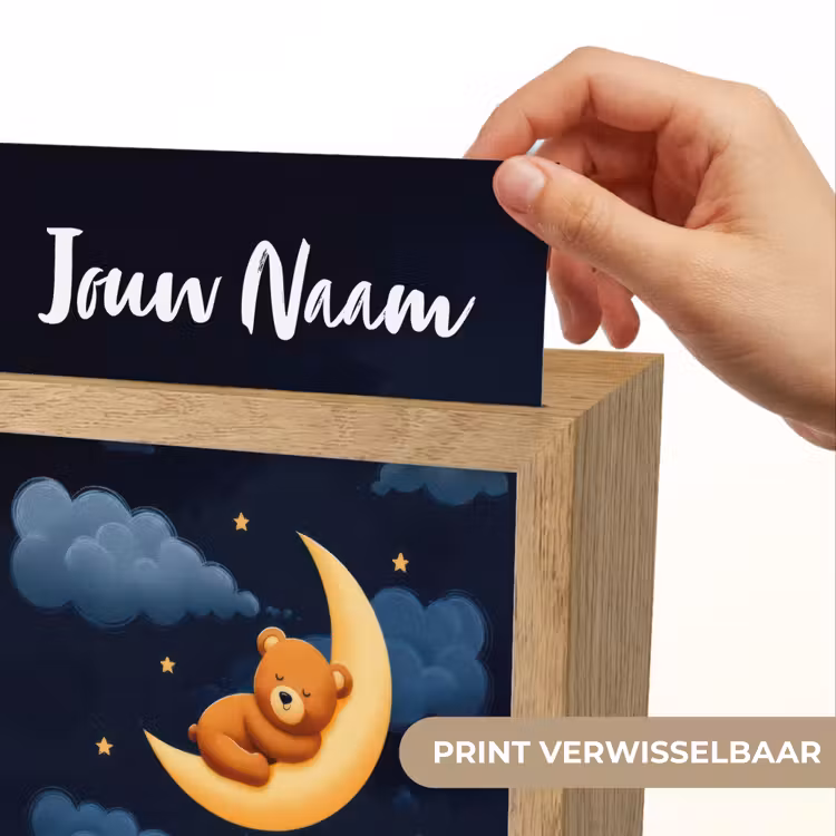 Teddybeer - Maan - Wolken - Sterren Light Box met kabel (Kinderlampje) klein -USP_websiteprintNL