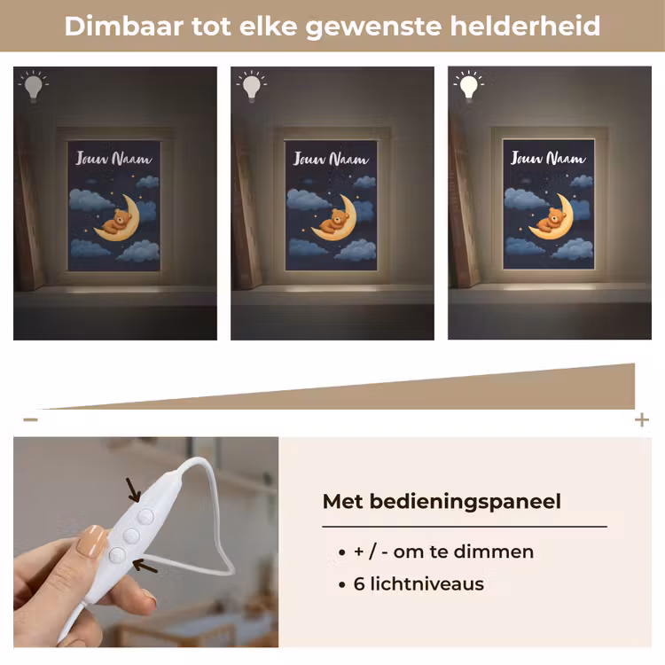 Teddybeer - Maan - Wolken - Sterren Light Box met kabel (Kinderlampje) klein -USP_dimbaarNL