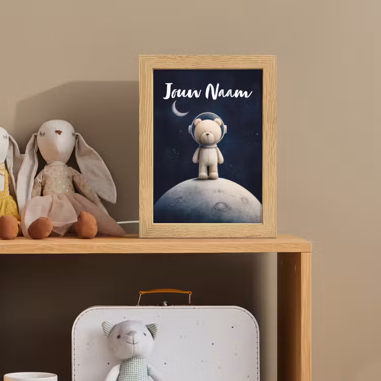 Teddybeer - Ruimtehelm - Maan - Sterren Light Box met kabel (Kinderlampje) klein -sfeer2_kind