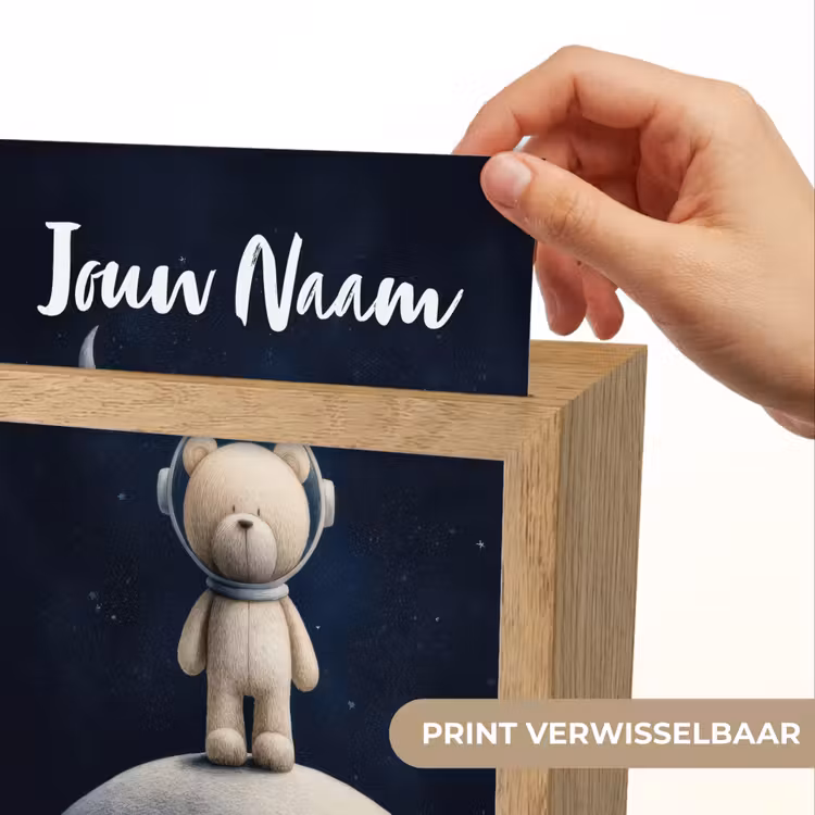Teddybeer - Ruimtehelm - Maan - Sterren Light Box met kabel (Kinderlampje) klein -USP_websiteprintNL