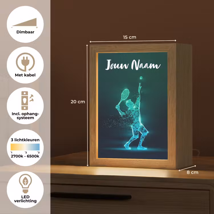 Tennis - Futuristisch - Sport - Neon Light Box met kabel (Kinderlampje) klein -USP_NL