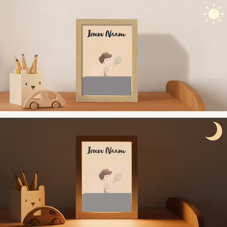 Tennis - Jongen - Sterretjes - Sportkleding Light Box met kabel (Kinderlampje) klein -sfeer3_kind