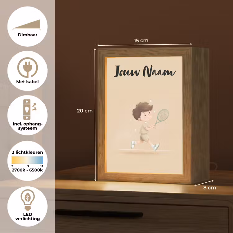 Tennis - Jongen - Sterretjes - Sportkleding Light Box met kabel (Kinderlampje) klein -USP_NL