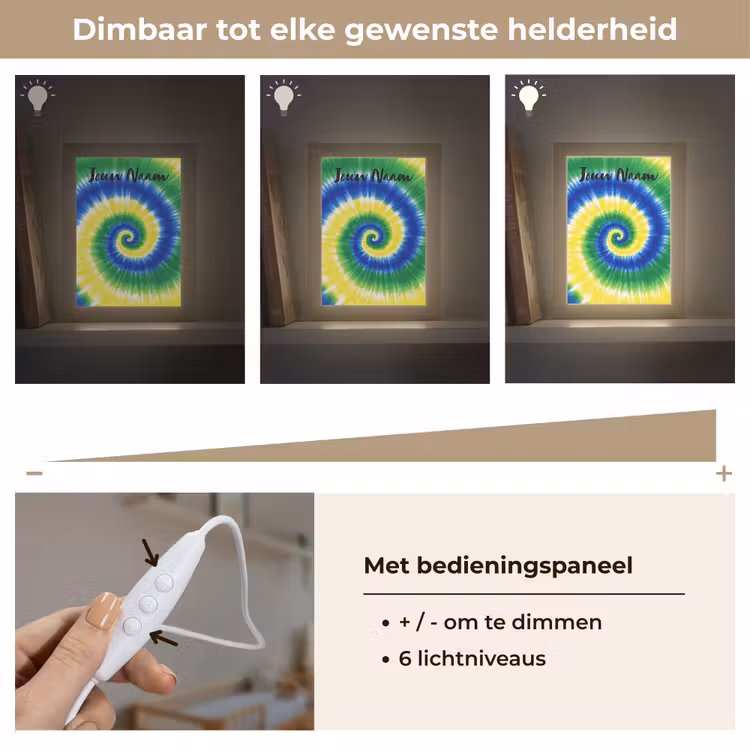 Tie Dye - Groen - Klassiek Light Box met kabel (Kinderlampje) klein -USP_dimbaarNL