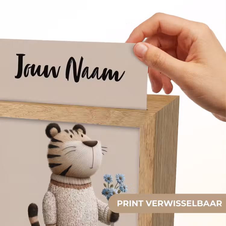 Tijger - Blauwe bloemen - Rustig Light Box met kabel (Kinderlampje) klein -USP_websiteprintNL
