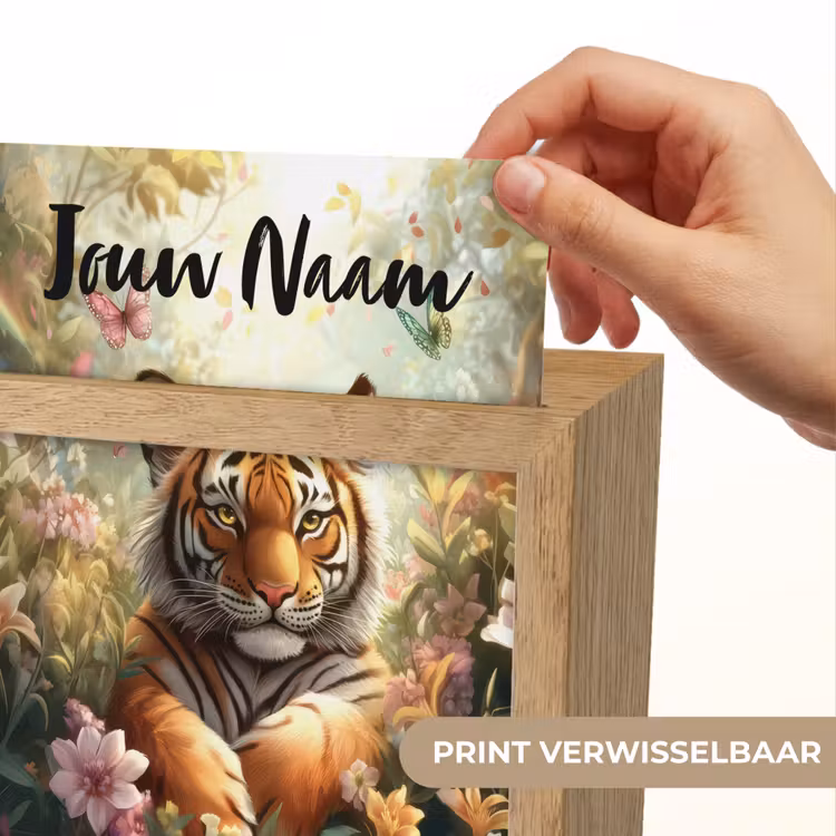Tijger - Bloemen - Jungle - Dieren Light Box met kabel (Kinderlampje) klein -USP_websiteprintNL