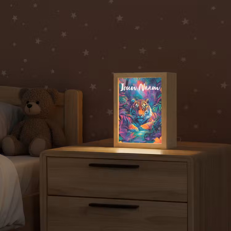 Tijger - Dier - Jungle - Kleurrijk Light Box met kabel (Kinderlampje) klein -sfeer1_kind