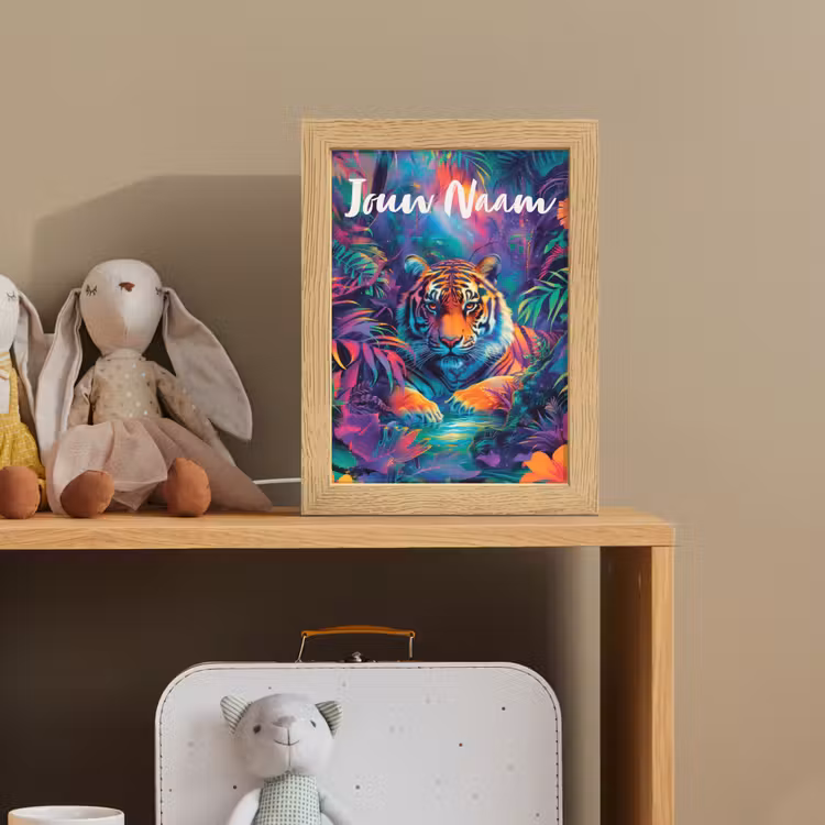 Tijger - Dier - Jungle - Kleurrijk Light Box met kabel (Kinderlampje) klein -sfeer2_kind