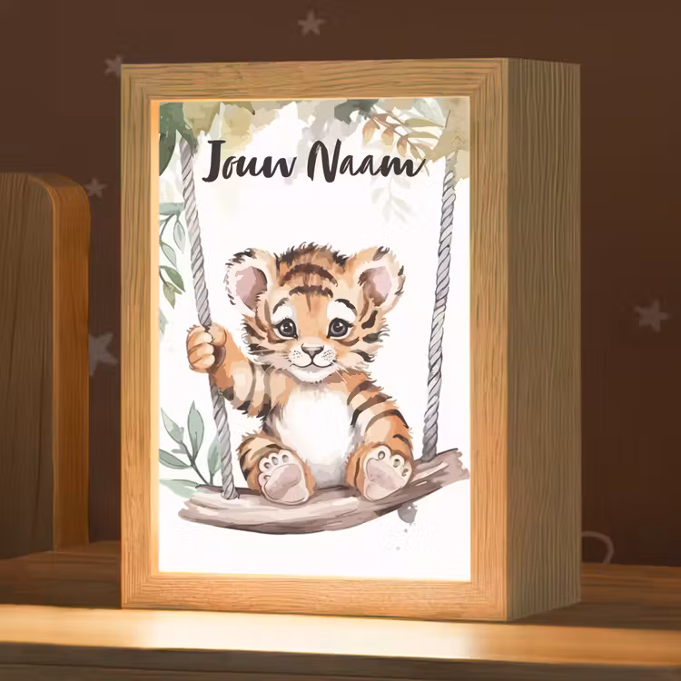 Tijger - Dier - Kinderen - Jungle Light Box met kabel (Kinderlampje) klein -zzz_3d_website