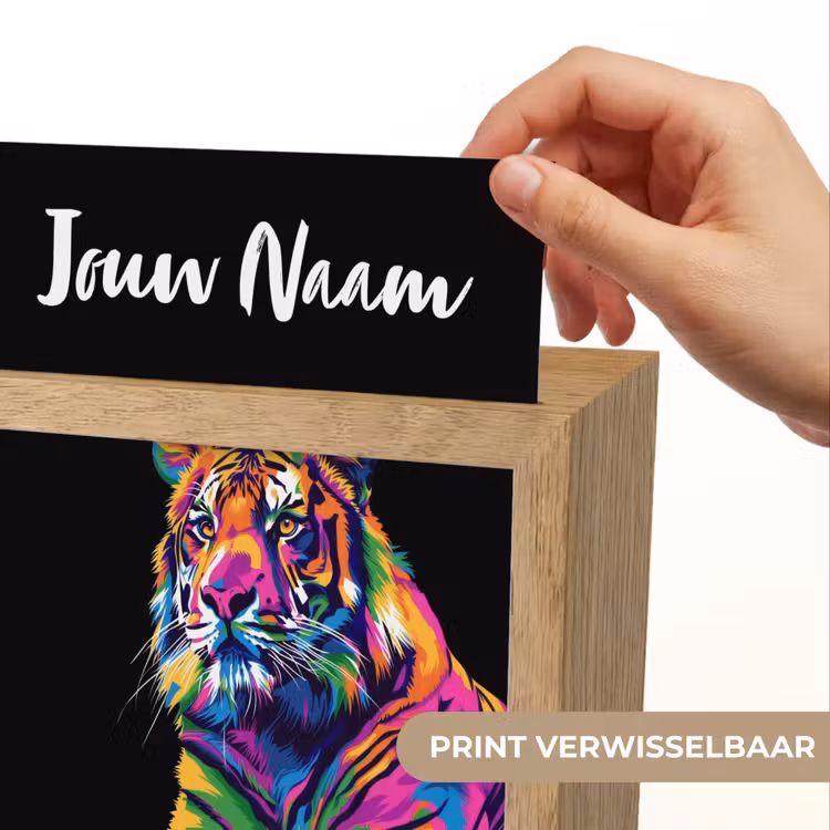 Tijger - Kleurrijk - Dieren - Zwart - Neon Light Box met kabel (Kinderlampje) klein -USP_websiteprintNL