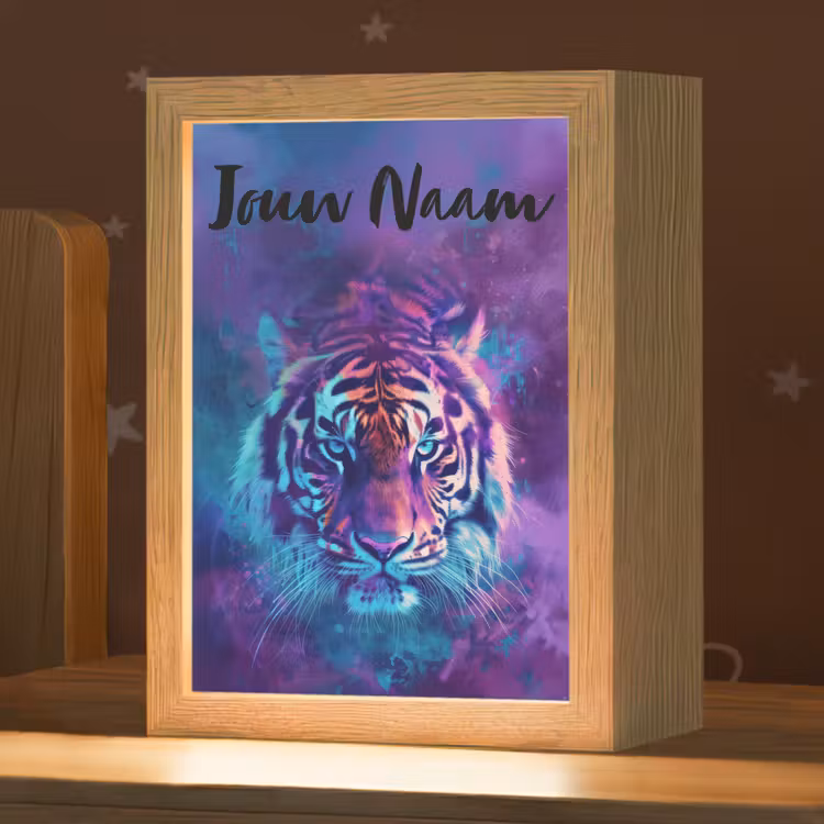 Tijger - Kleurrijk - Rook - Dieren Light Box met kabel (Kinderlampje) klein -zzz_3d_website