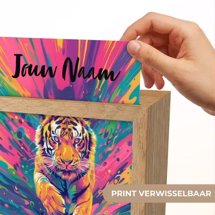 Tijger  - Wilde dieren - Kleurrijk - Verflook Light Box met kabel (Kinderlampje) klein -USP_websiteprintNL
