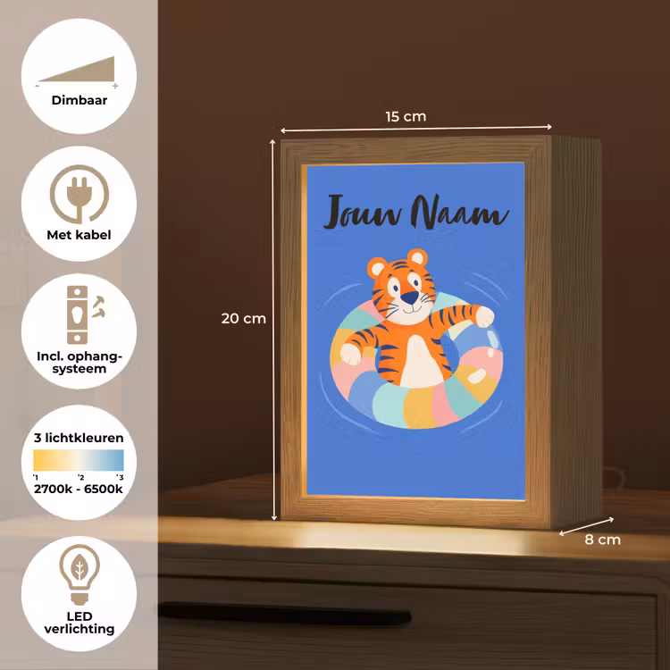 Tijger - Zwemband - Water Light Box met kabel (Kinderlampje) klein -USP_NL