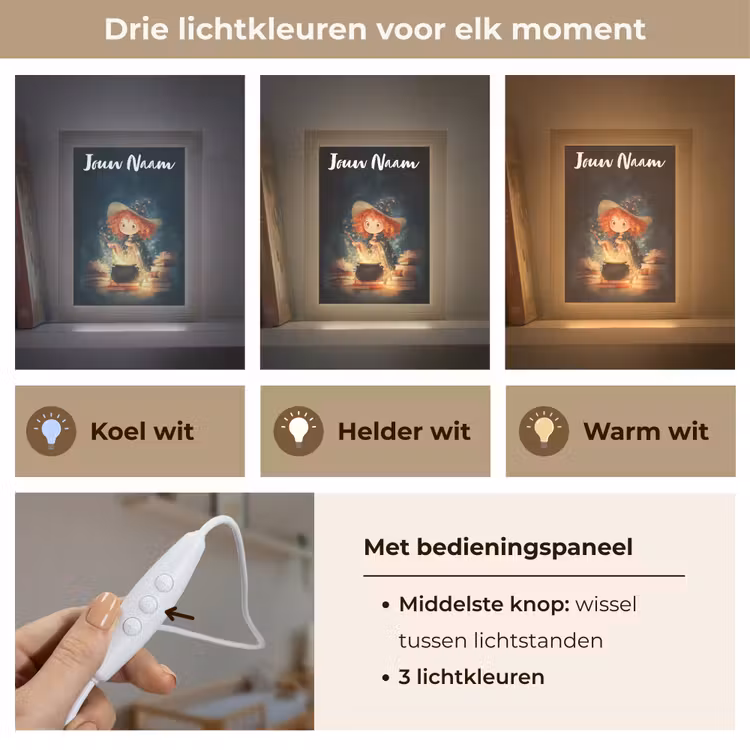 Tovenares - Meisje - Boeken - Toveren Light Box met kabel (Kinderlampje) klein -USP_lichtkleurNL