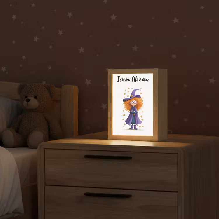 Toverheks - Sterren - Paars Light Box met kabel (Kinderlampje) klein -sfeer1_kind