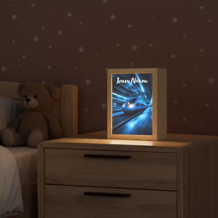 Trein - Blauw - Neon Light Box met kabel (Kinderlampje) klein -sfeer1_kind