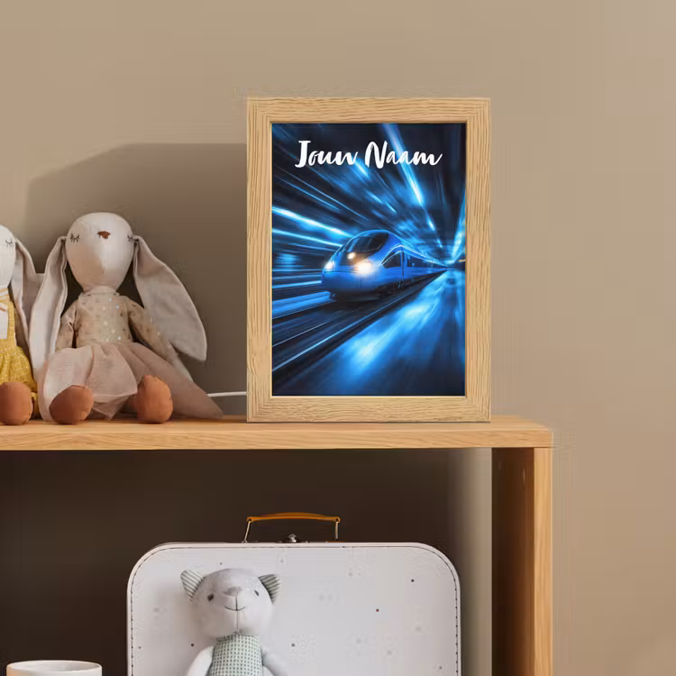 Trein - Blauw - Neon Light Box met kabel (Kinderlampje) klein -sfeer2_kind