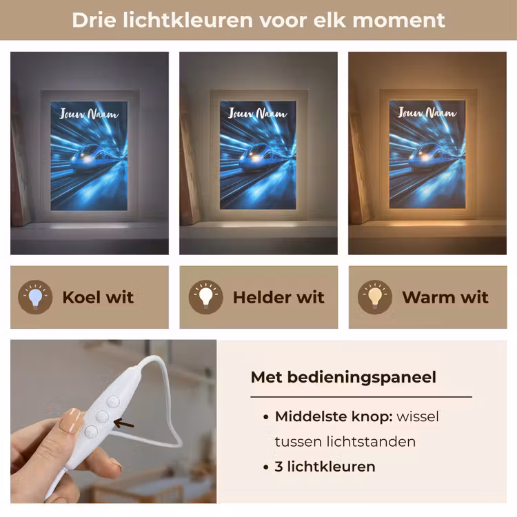 Trein - Blauw - Neon Light Box met kabel (Kinderlampje) klein -USP_lichtkleurNL