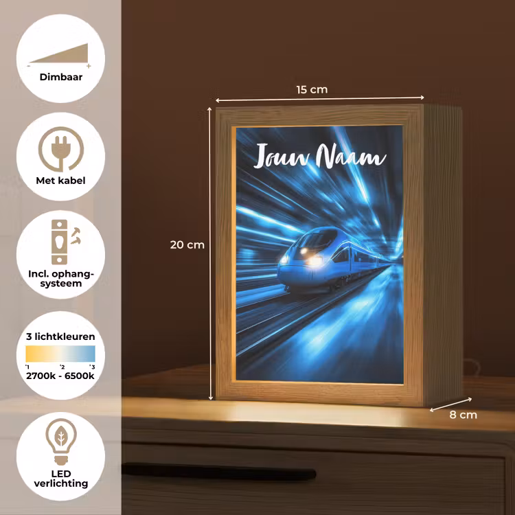 Trein - Blauw - Neon Light Box met kabel (Kinderlampje) klein -USP_NL