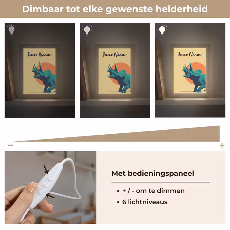 Triceratops - Hoorns - Cirkel - Oranje Light Box met kabel (Kinderlampje) klein -USP_dimbaarNL