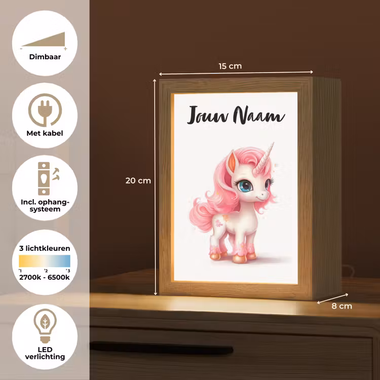 Unicorn - Meisjes - Kinderen - Eenhoorn - Roze Light Box met kabel (Kinderlampje) klein -USP_NL