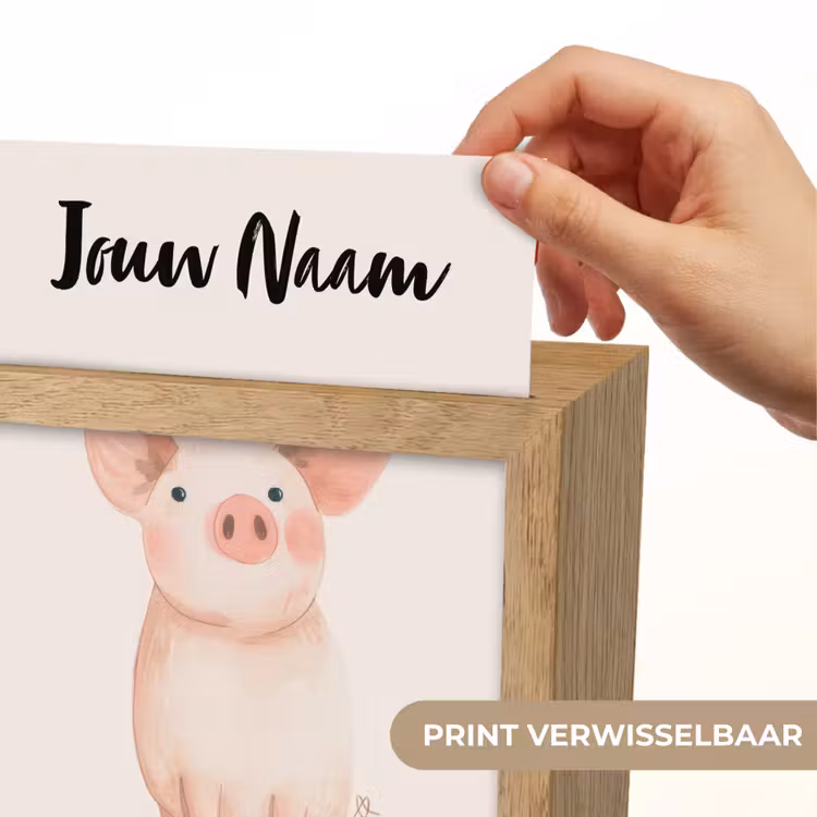 Varken - Roze - Dier - Pastel kleuren Light Box met kabel (Kinderlampje) klein -USP_websiteprintNL