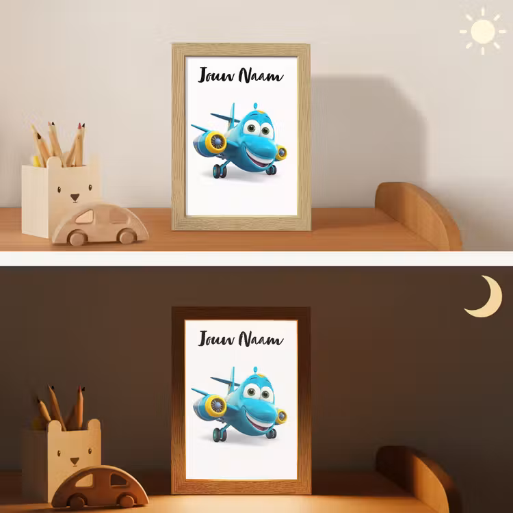 Vliegtuig - Blauw - Kinderen - Jongens Light Box met kabel (Kinderlampje) klein -sfeer3_kind
