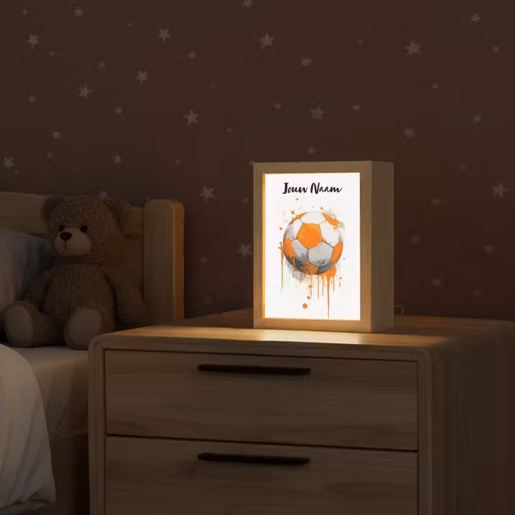 Voetbal - Abstract - Oranje - Verfspatten Light Box met kabel (Kinderlampje) klein -sfeer1_kind