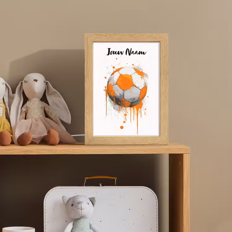 Voetbal - Abstract - Oranje - Verfspatten Light Box met kabel (Kinderlampje) klein -sfeer2_kind