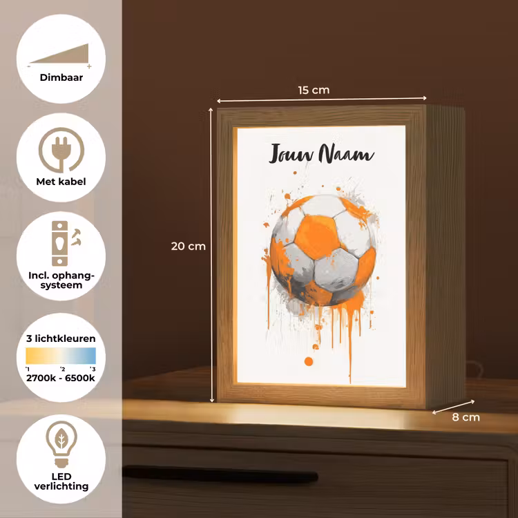 Voetbal - Abstract - Oranje - Verfspatten Light Box met kabel (Kinderlampje) klein -USP_NL
