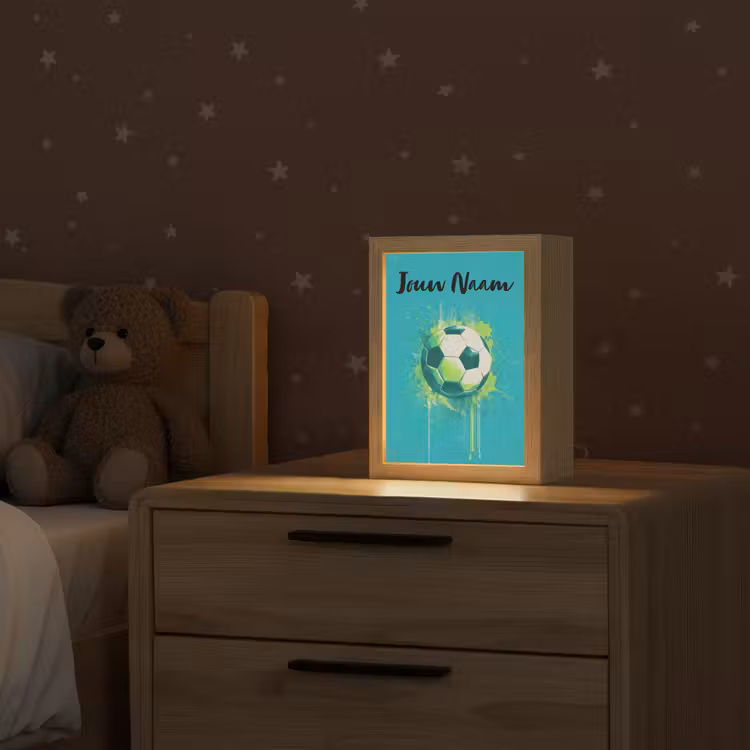 Voetbal - Abstract - Verfspatten - Groen Light Box met kabel (Kinderlampje) klein -sfeer1_kind