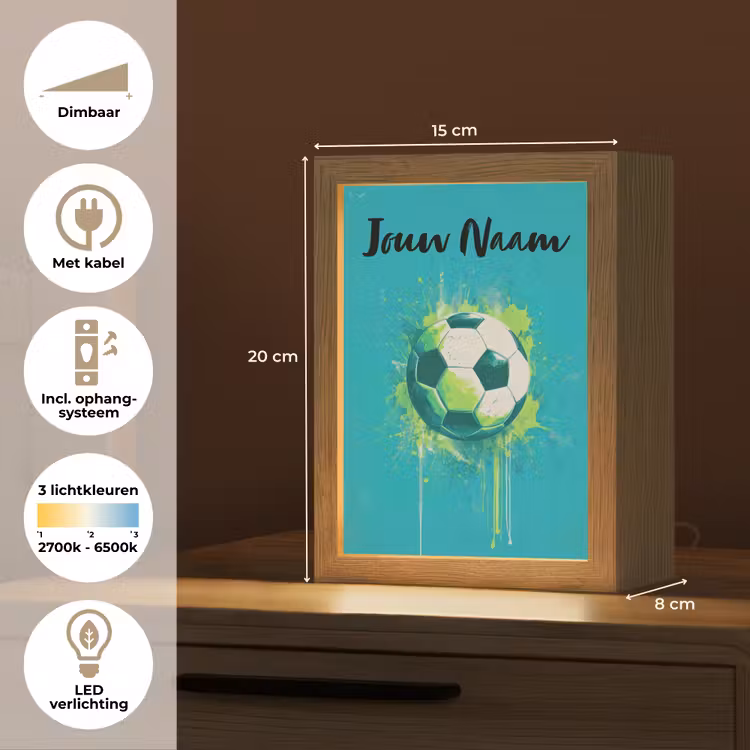 Voetbal - Abstract - Verfspatten - Groen Light Box met kabel (Kinderlampje) klein -USP_NL