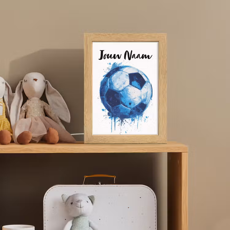 Voetbal - Blauw - Inkt - Spatten Light Box met kabel (Kinderlampje) klein -sfeer2_kind