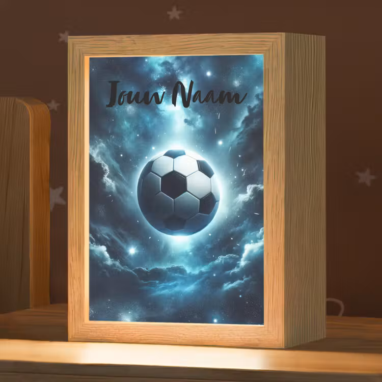 Voetbal - Galaxy - Ruimte - Sport - Blauw Light Box met kabel (Kinderlampje) klein -zzz_3d_website