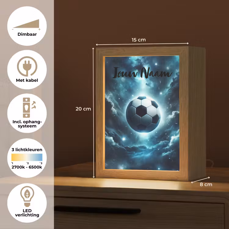 Voetbal - Galaxy - Ruimte - Sport - Blauw Light Box met kabel (Kinderlampje) klein -USP_NL