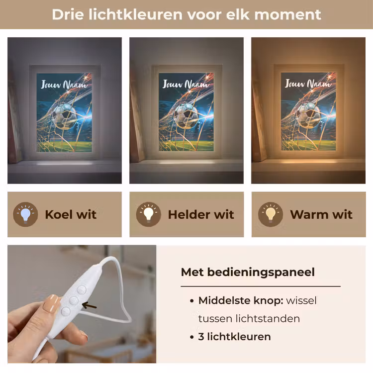 Voetbal - Goal - Sport - Jongens Light Box met kabel (Kinderlampje) klein -USP_lichtkleurNL