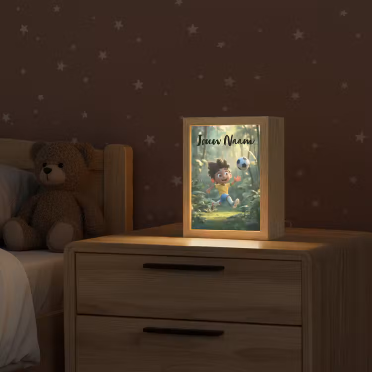 Voetbal - Jongen - Bos Light Box met kabel (Kinderlampje) klein -sfeer1_kind