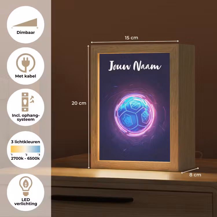 Voetbal - Sport - Blauw - Paars Light Box met kabel (Kinderlampje) klein -USP_NL