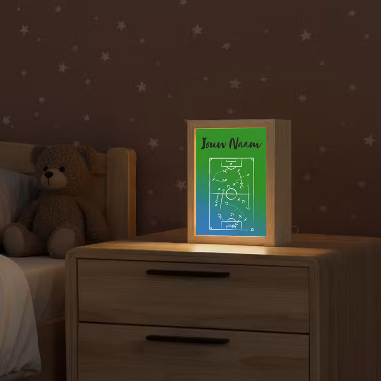 Voetbal - Tactiek - Spel - Groen - Blauw Light Box met kabel (Kinderlampje) klein -sfeer1_kind